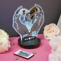 Фото світильник 3D нічник з фотографією на акрилі у формі серця, оригінальний подарунок для близьких
