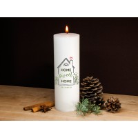 Подарочная интерьерная свеча с надписью Home Sweet Home цилиндрическая белая