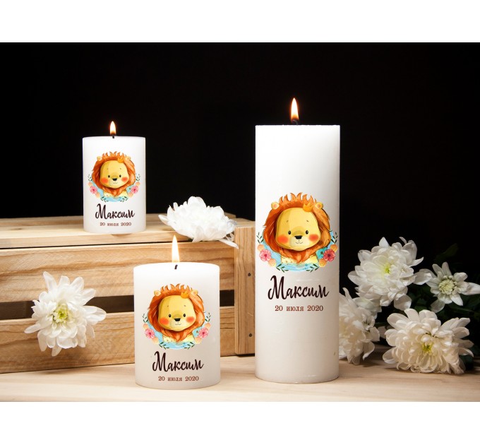 свічка на хрестини, подарунок хрещеним батькам, декоративна свічка