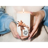 Подарункова декоративна свічка для мами з принтом You’re the best mom квадратна біла